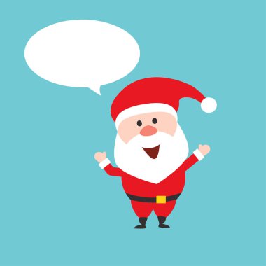 Mutlu Noel baba karakteri ile konuşma balonu. Düz stil illüstrasyon.