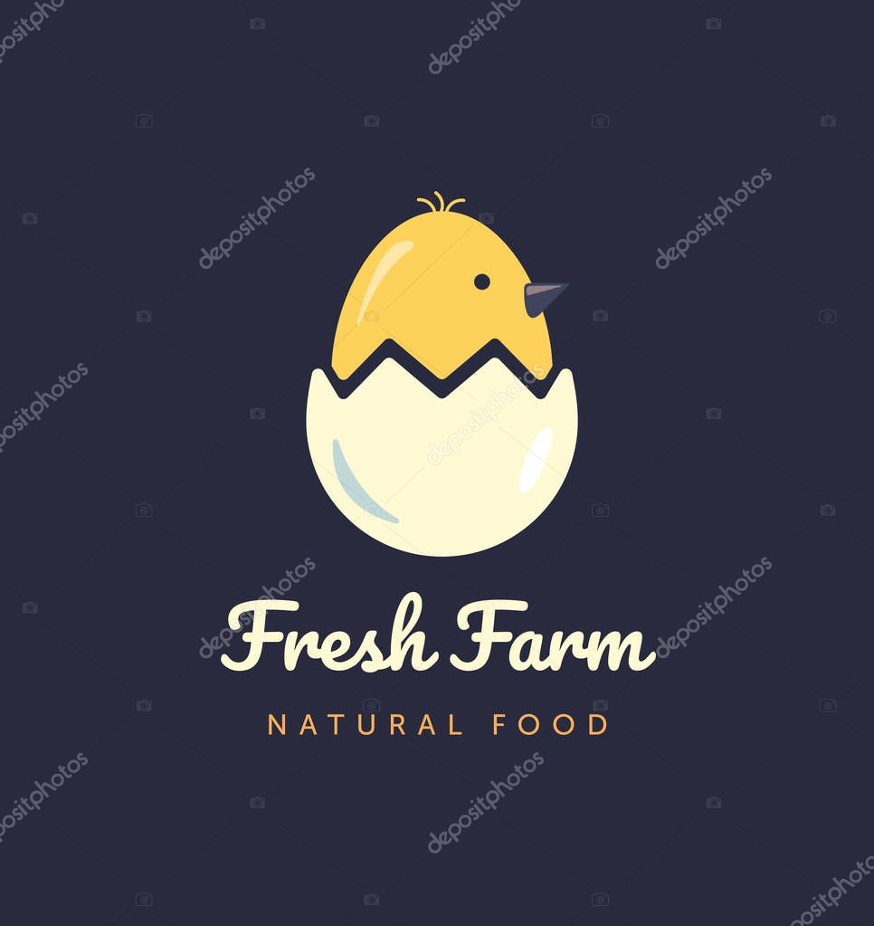 Vector logo for home business with products from chicken meat and eggs. Poultry Farm illustration