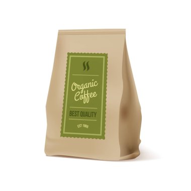 Kahve kahverengi kağıt gıda çanta paketi. Vektör mockup şablonu. Vektör ambalaj tasarımı.