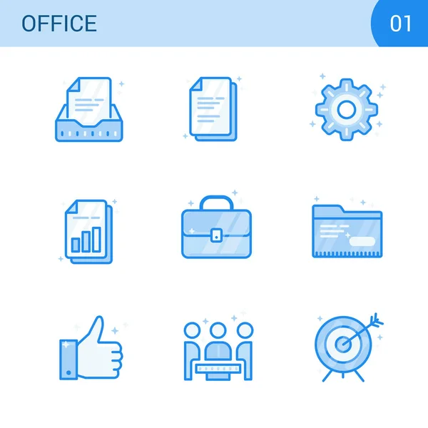 Conjunto moderno simples de ícones de linha de cor azul de negócios . — Vetor de Stock