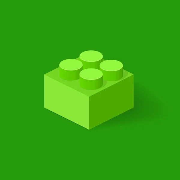Ισομετρική πλαστικό μπλοκ δόμησης με σκιά. Διάνυσμα πράσινο τούβλο. — Διανυσματικό Αρχείο