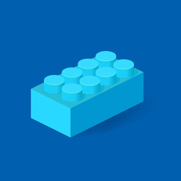 Isometric Plastic Building Block with shadow. Vector blue brick. — Stock Vector