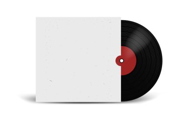 Gerçekçi vinil kapağı Mockup kaydıyla. Disko parti. Retro tasarımı. Önden Görünüm.