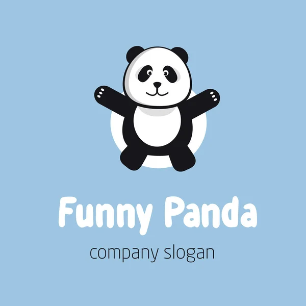 Panda bear logó vagy jelvény sablon. Lapos kivitel. Állat-sziluett. — Stock Vector