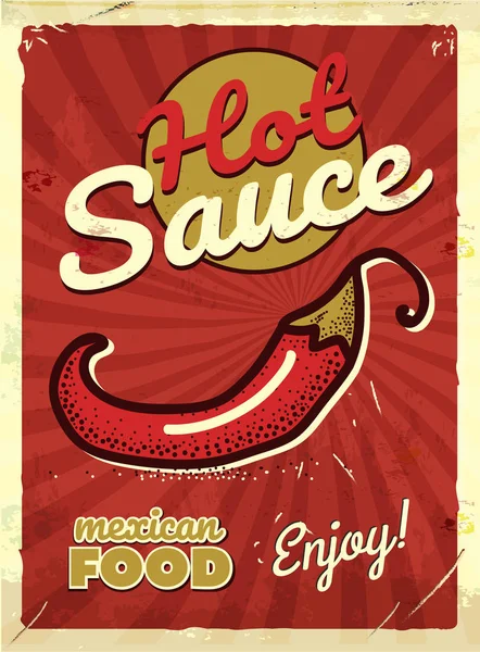 Grunge retro metalowy znak z chili. Flayer gorące meksykańskie jedzenie. Vintage plakat. Niemodny design. — Wektor stockowy