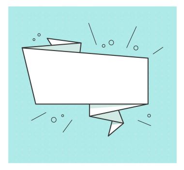 Boş şerit afiş. Retro vektör kabarcık. Vintage elle çizilmiş tasarım öğeleri. Afiş, reklam, afiş pop sanat tarzı nokta renkli arka plan üzerinde için şablon.