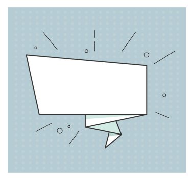 Boş şerit afiş. Retro vektör kabarcık. Vintage elle çizilmiş tasarım öğeleri. Afiş, reklam, afiş pop sanat tarzı nokta renkli arka plan üzerinde için şablon.