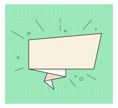 Boş şerit afiş. Retro vektör kabarcık. Vintage elle çizilmiş tasarım öğeleri. Afiş, reklam, afiş pop sanat tarzı nokta renkli arka plan üzerinde için şablon.