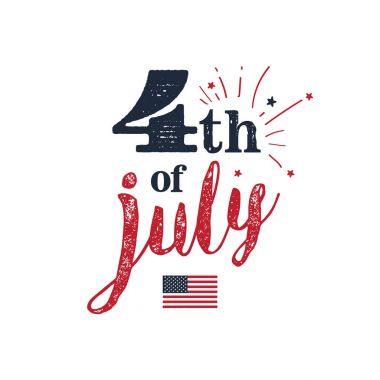 4 Temmuz. ABD Bağımsızlık Günü. 4 Temmuz tipografi çizimi. Eski tasarım