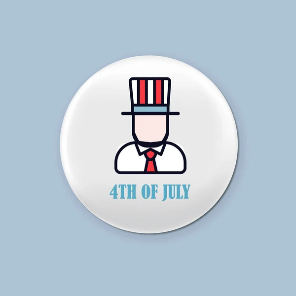 철강 라운드 배지 세트입니다. 애국 브 로치입니다. 7 월의 제 4입니다. 미국의 독립 하루입니다. 현실 이랑. — 스톡 벡터