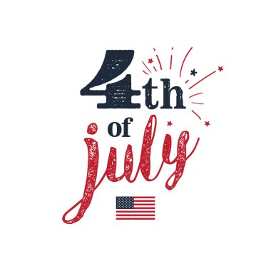 4 Temmuz. ABD Bağımsızlık Günü. 4 Temmuz tipografi çizimi. Eski tasarım