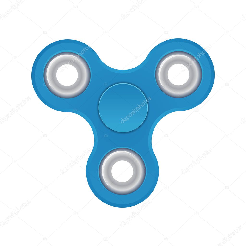 Hand spinner. Blue color. Realistic illustration isolated on white background. Top view