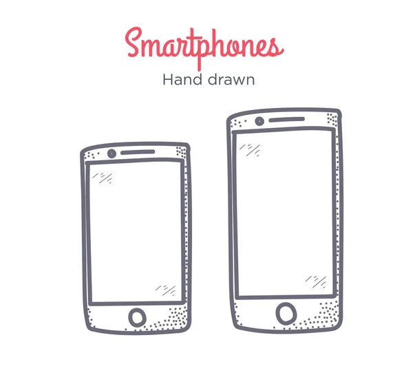 Ilustração de Smartphone. Ícone Doodle desenhado à mão. Estilo de linha . — Vetor de Stock