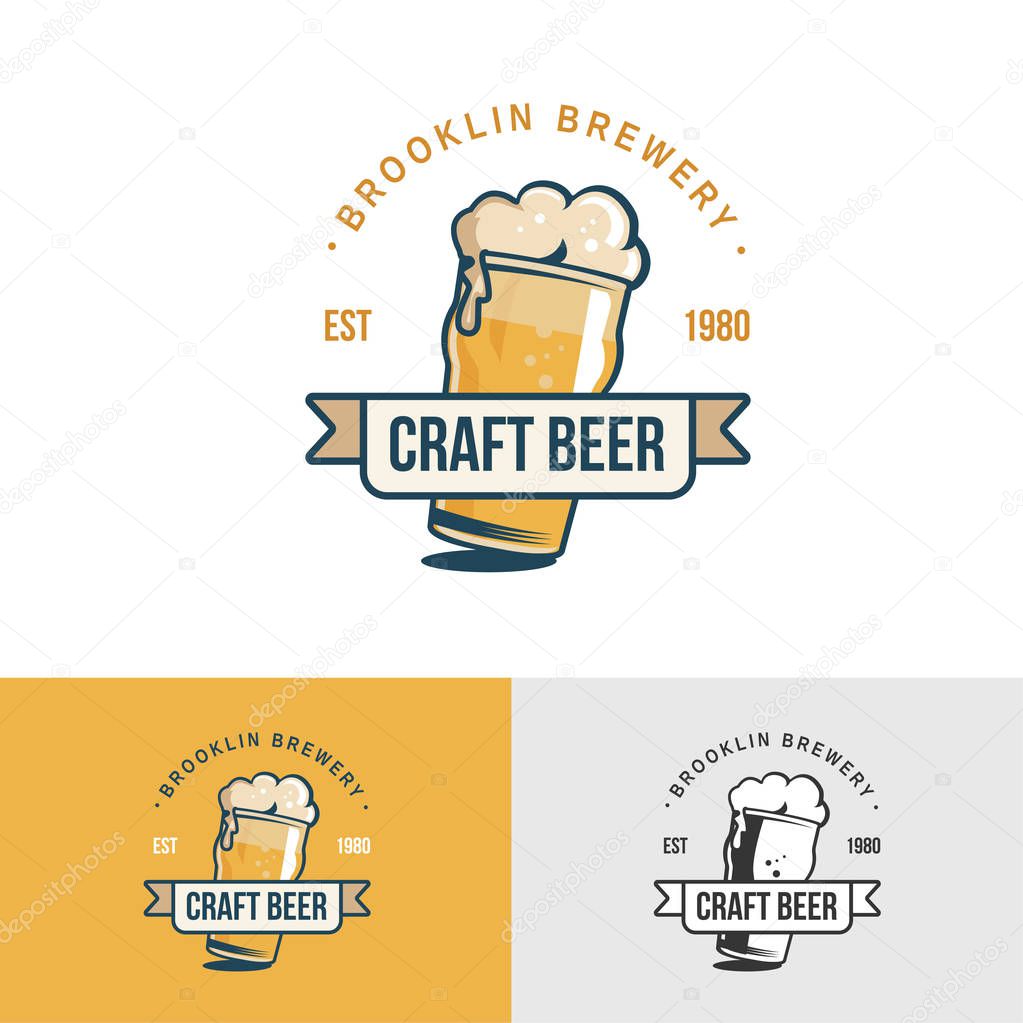 Original vintage craft beer logo. Template for beer house, bar, pub, brewing company, brewery, tavern, taproom, alehouse, dram shop.