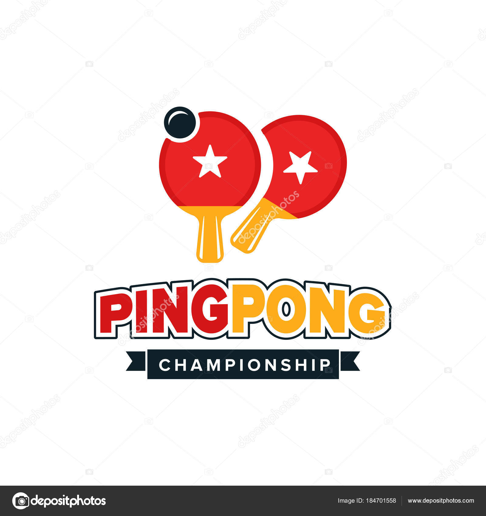 Vintage Color Table Tennis Logo Ping Pong Championship Label Or Vintage Color Table Tennis Logo Ping Pong Championship Label Or Badge Stock Vector