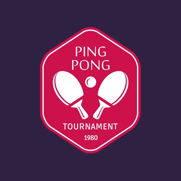Retro barevné logo stolní tenis. Ping pong mistrovství label nebo odznak. — Stockový vektor