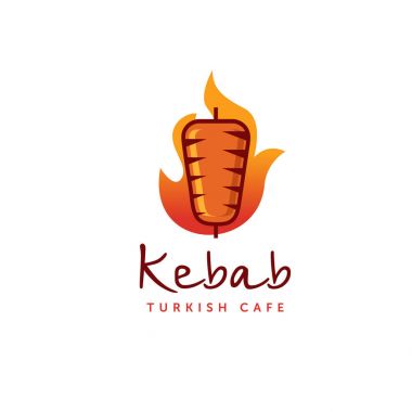 Döner kebap logo şablonlar. Türk ve Arap fast food Restoran için vektör yaratıcı etiketleri.