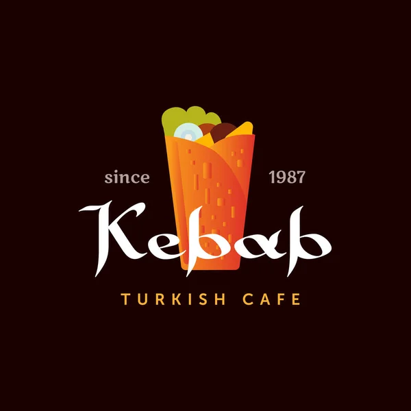 Doner kebab logo templates. Vector creative labels for Turkish and Arabian fast food restaurant. — Stock Vector