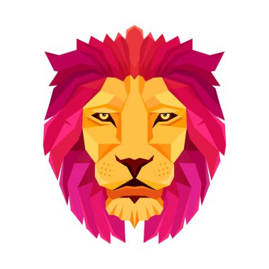 Aslan başı. Düşük Poli dizayn. Logo yaratıcı öğeleri.