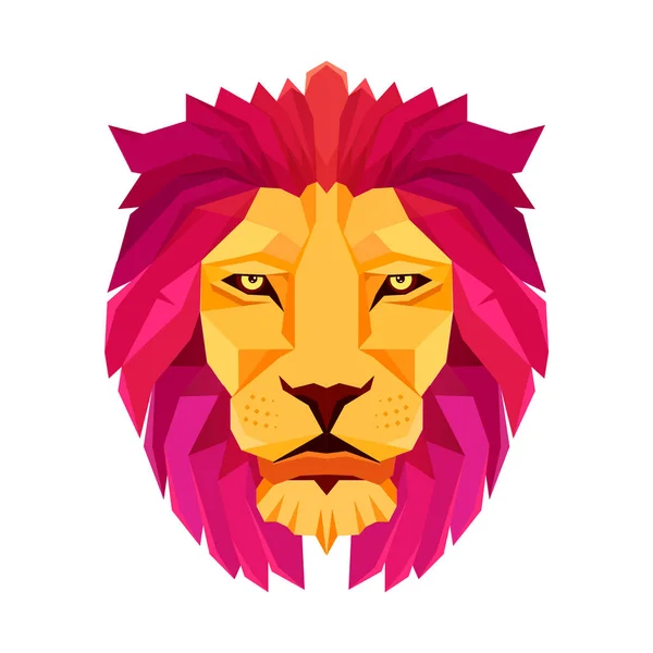 Tête de lion. Conception basse poly. Éléments de logo créatifs . — Image vectorielle