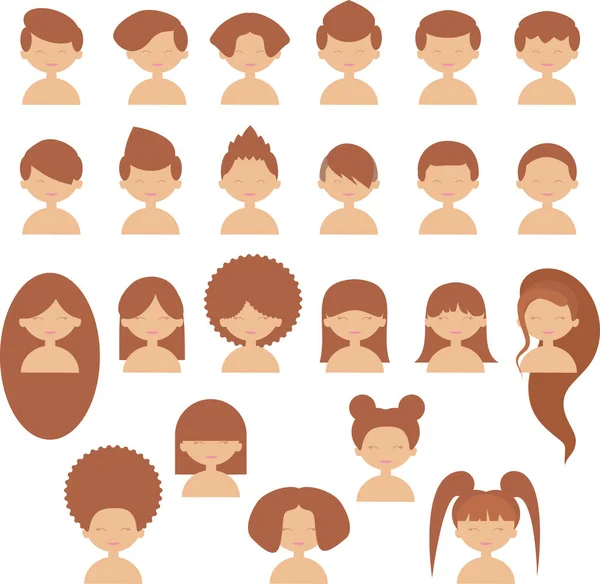 Set Cartoon Vector Heads Characters Prepared Animation Cute Boy Girls — Stock Photo, Image