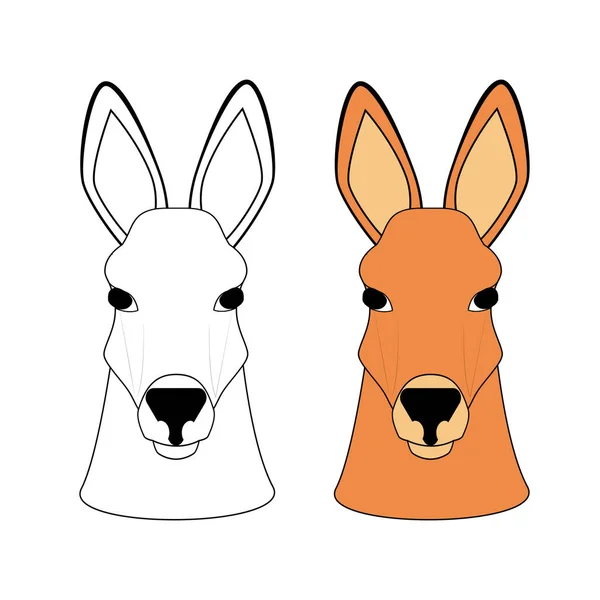 Australian Kangaroo Head Black White Cartoon Character Color Pattern Coloring — Stock Photo, Image