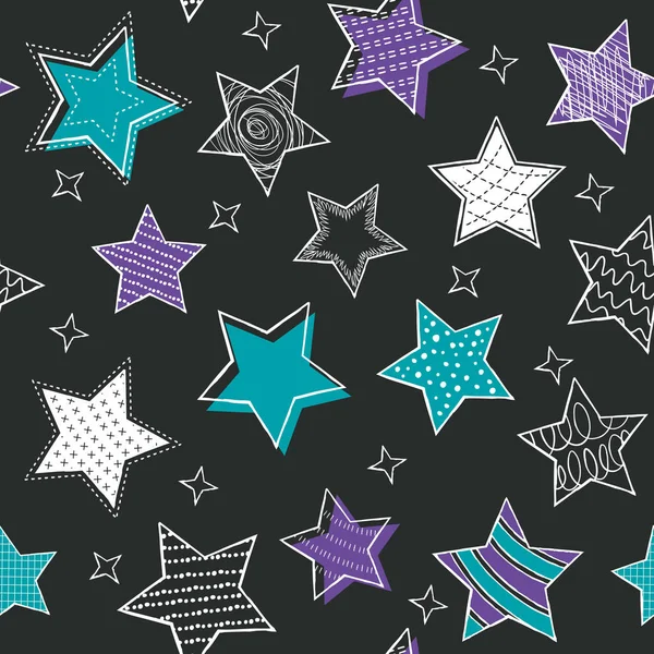 Cute Seamless Pattern Stars Hand Drawn Vector Illustration Wrapping Paper — Stock Vector