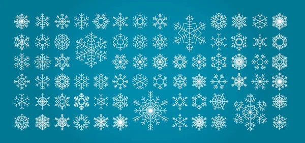 Установите Иконки Белых Снежинок Синем Фоне Векторная Иллюстрация — стоковый вектор