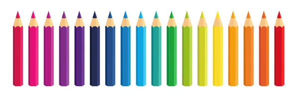 Vector Collection Crayons Colored Pencil Loosely Arranged — Stock Vector