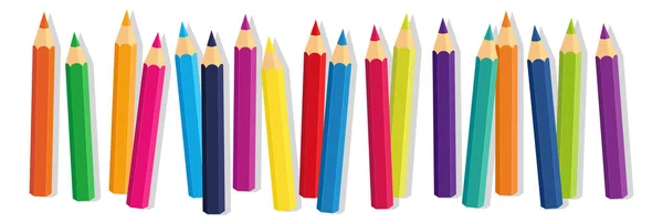 Vector Crayones Colección Lápiz Colores Dispuestas Libremente — Archivo Imágenes Vectoriales