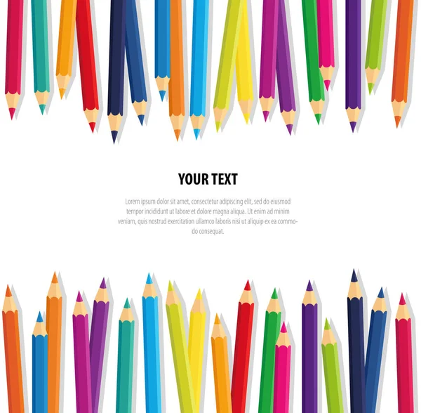 Crayon Coloré Crayons Collection Bannière Vectorielle Lâchement Arrangé Avec Espace — Image vectorielle