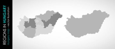 Macaristan 'ın gri monohromatik bölgelerinin vektör haritası