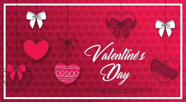 Знамя Распродажи День Святого Валентина Фон Нарисованными Руки Розовыми Сердечками — стоковый вектор