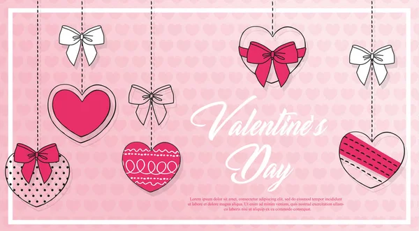 Walentynkowa Wyprzedaż Piękne Tło Ręcznie Rysowane Różowe Serca Ilustracja Wektorowa — Wektor stockowy