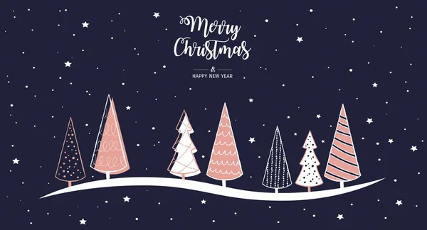 Carte Vœux Moderne Joyeux Noël Illustration Vectorielle Avec Arbre Noël — Image vectorielle