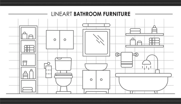 Evin iç pankartı hazır. Mobilya aranjmanlı tuvalet planı. Web tasarımı için ev içi vektör pankartımın taslak çizimi 
