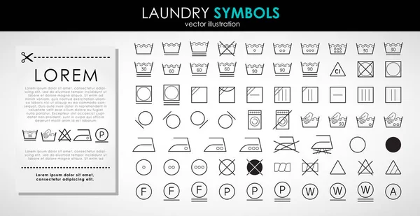 Çamaşır simgeleri ayarlandı. Beyaz arkaplanda izole edilmiş çamaşır sembolleri vektör simgeleri dizisi 