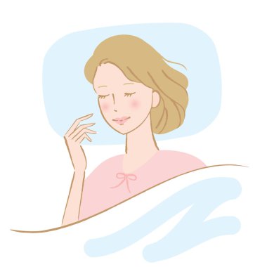 Kadın huzur içinde uyuyor.