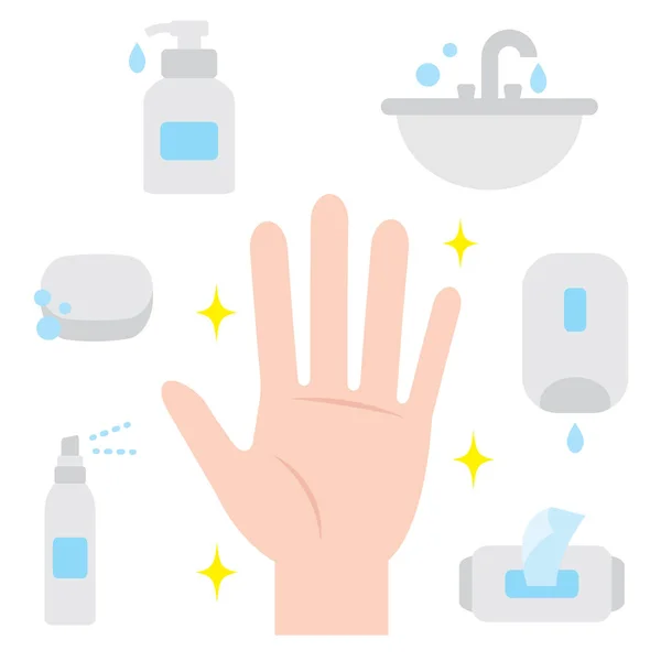 Ways to keep hand clean. hand hygiene — Stock Vector