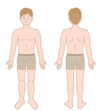 front and back view of standing male body. Isolated illustration on white background clipart