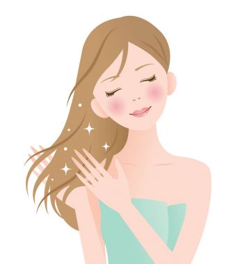 genç kadın uzun sağlıklı saçları çok dokunaklı. Güzellik ve saç bakım kavramı