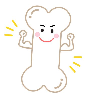 Sağlıklı kemik karakteri kaslarını gösteriyor. Beyaz arkaplanda izole