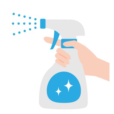 Dezenfektan sprey şişesi ve el resmi. Sağlık ve hijyen kavramı