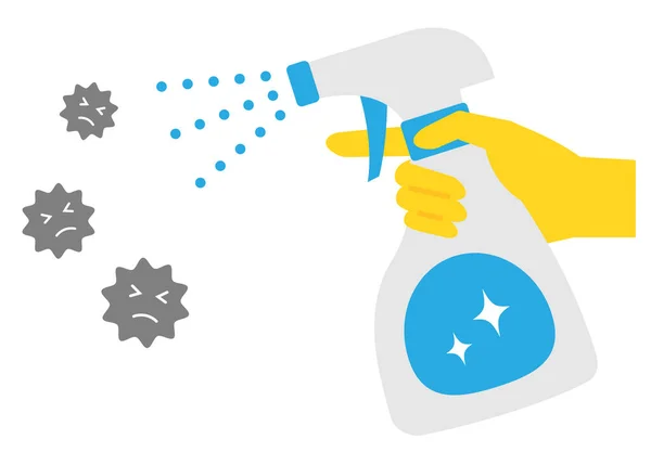 Disinfectant Spray Bottle Hand Virus Illustration Health Care Hygiene Concept — Stock Vector