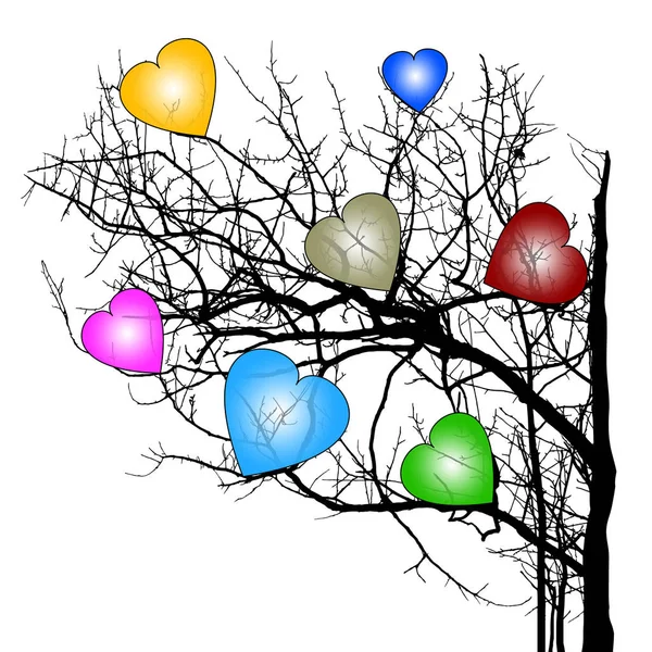 Árbol de amor. Día de San Valentín fondo Día de San Valentín . — Vector de stock