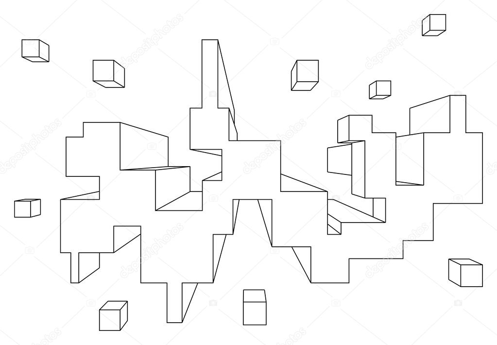 Rectangular Shape In One Point Perspective Stock Vector