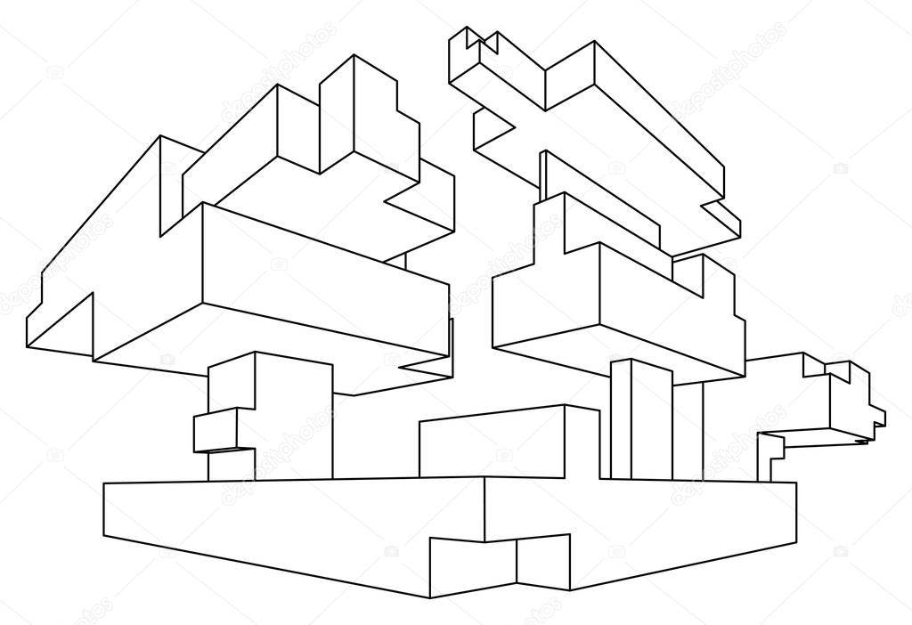 Rectangular Shape In Two Point Perspective Stock Vector