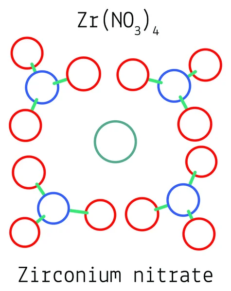 Nitrato de circonio ZrN4O12 molécula — Vector de stock