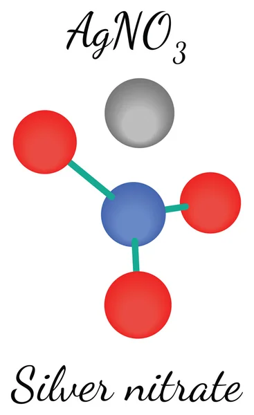 Nitrato de plata AgNO3 molécula — Vector de stock