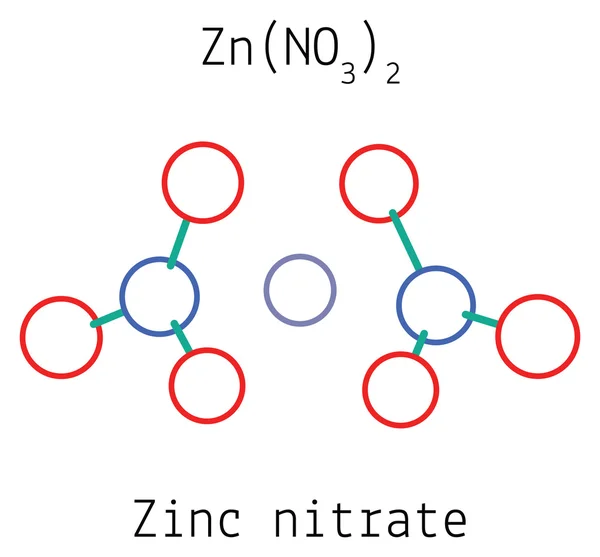 Nitrato de zinc ZnN2O6 molécula — Vector de stock